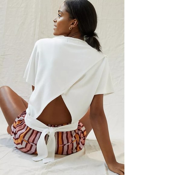 Anthropologie White Short Sleeve Sweatshirt - Picture 3 of 6